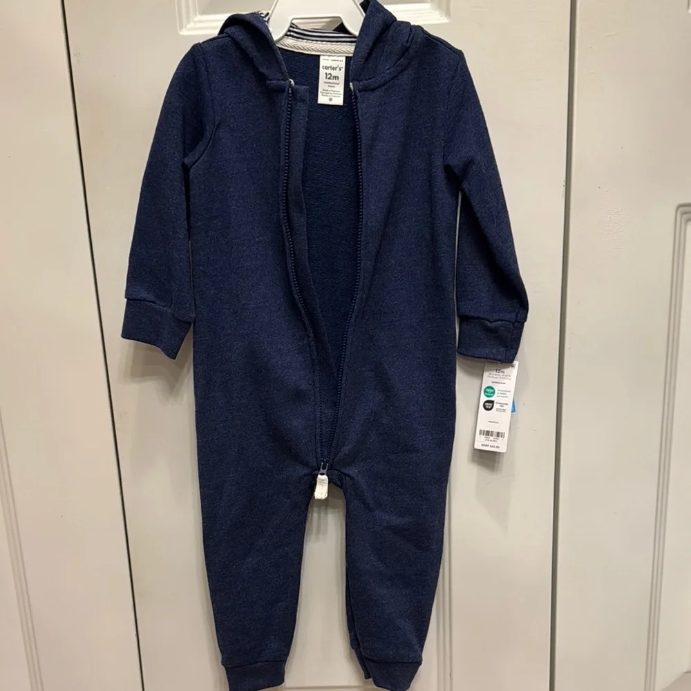NWT‎ Carter's Navy Blue One Piece Cozy Hoodie